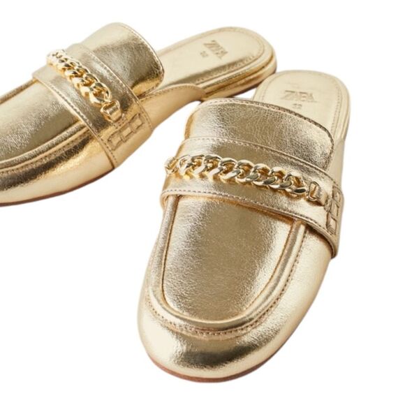 ZARA Kids | Gold | METALLIC VAMP MULES - Picture 4 of 8